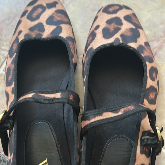 Zara Leopard Animal Print Mary Jane Flats Casual Square Toe Size 38 - Picture 15 of 16
